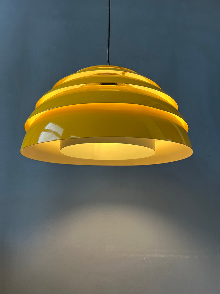 Mid Century Hans-Agne Jakobsson Yellow Dome Hanging Lamp