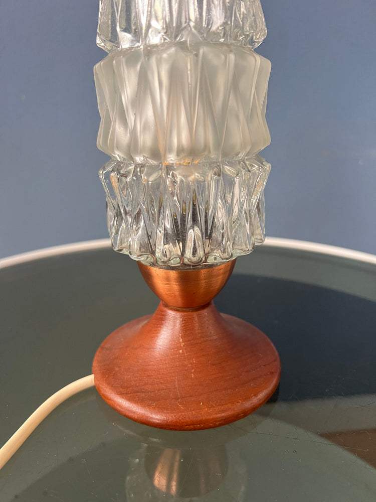 Crystal Glass Mid Century Table Lamp