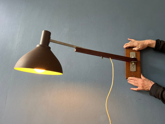 Danish Teak Wood Wall Lamp with Extendable Arm