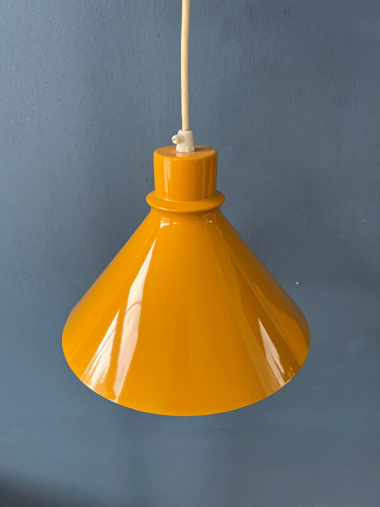 Set (2) of Vintage Yellow Metal Hanging Lamps