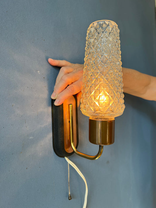 Mid Century Danish Wall Sconce Light - Scandinavian Glass Wall Lamp