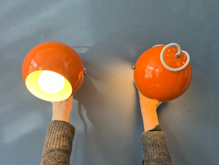 Set (2) of Orange Space Age Eyeball Wall Lamps