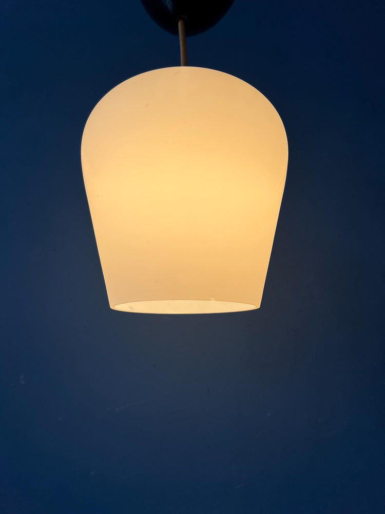 Small Reversed Tulip Mid Century Opaline Glass Hanging Lamp