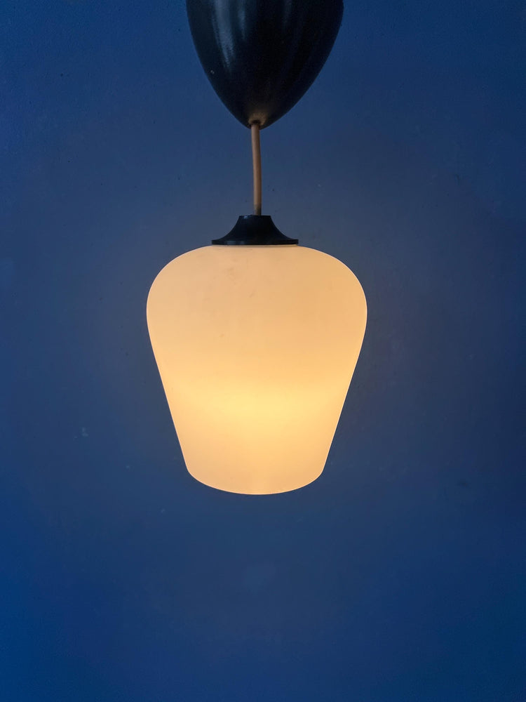 Small Reversed Tulip Mid Century Opaline Glass Hanging Lamp