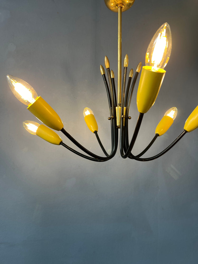 Vintage Yellow 50s Spider Pendant Lamp