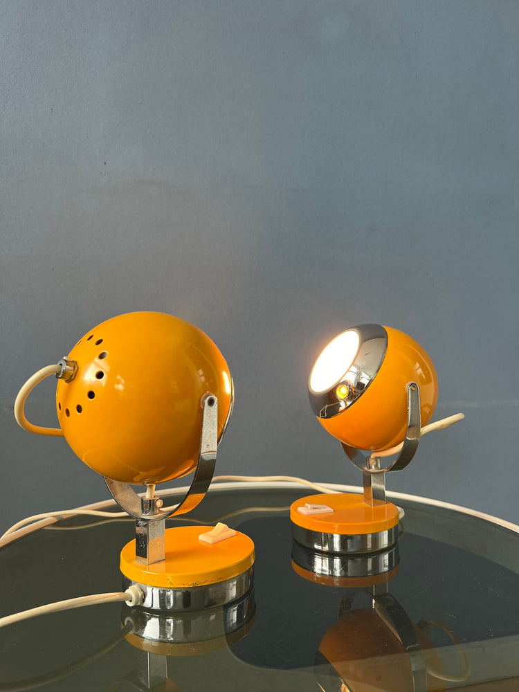 Set (2) of Yellow Space Age Eyeball Table Lamps