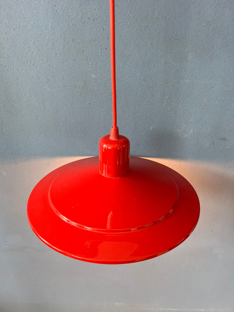 Vintage Happylight Red Metal Space Age Hanging Lamp