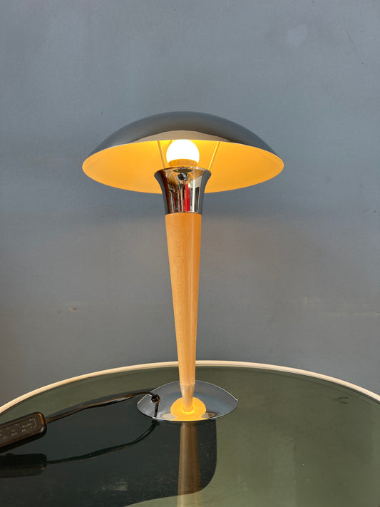 Mid Century Massive Chrome Mushroom Table Lamp