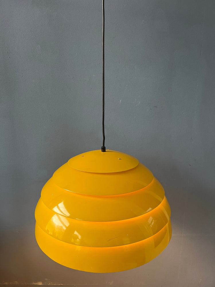 Mid Century Hans-Agne Jakobsson Yellow Dome Hanging Lamp