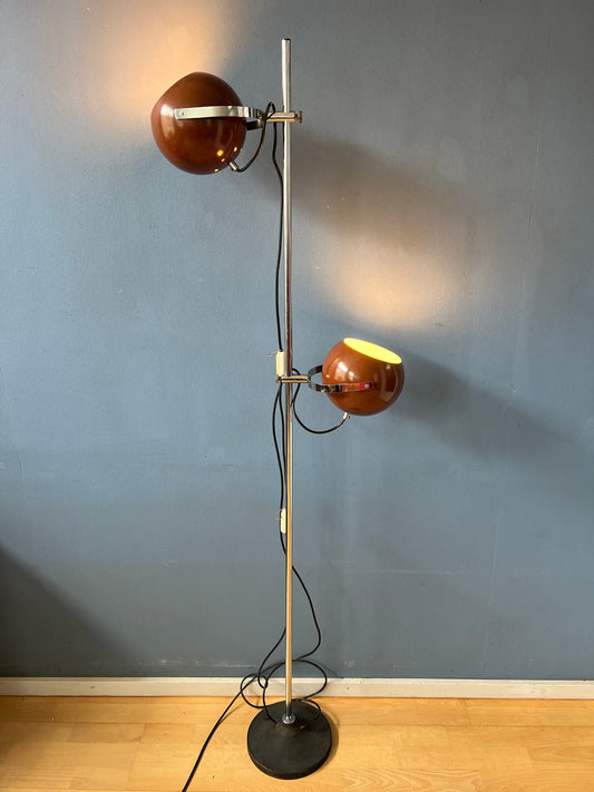 Brown Vintage Herda Eyeball Floor Lamp | Vintage Space Age Standing Light