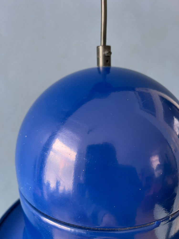 Blue Mid Century Flying Saucer UFO Pendant Lamp