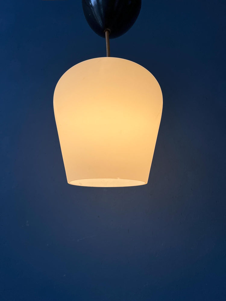 Small Reversed Tulip Mid Century Opaline Glass Hanging Lamp