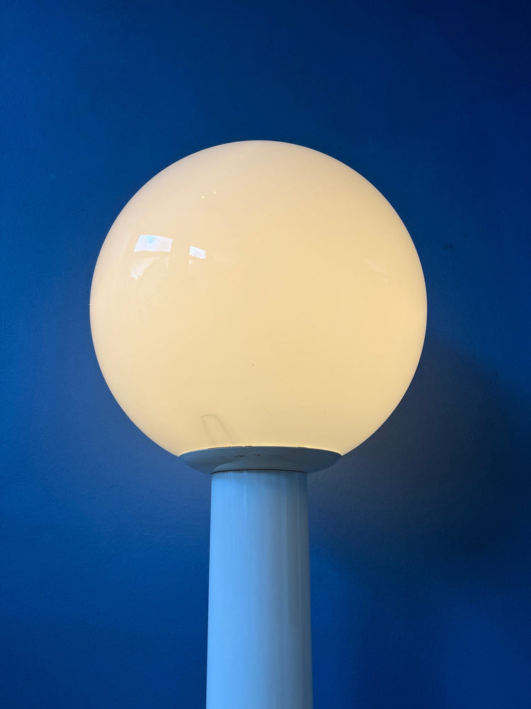 White Space Age Woja Holland Floor Lamp with Opaline Glass Shade