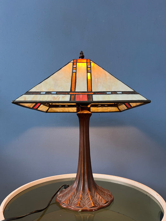 Colourful Tiffany Stained Glass Table Lamp Art Deco Style