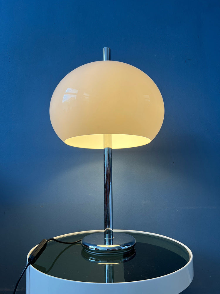 White Chrome Dijkstra Space Age Mushroom Table Lamp