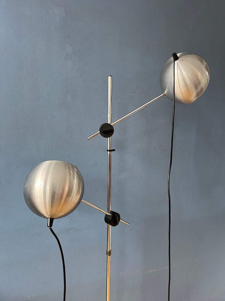 Mid Century Silver Swing Arm Eyeball Floor Lamp