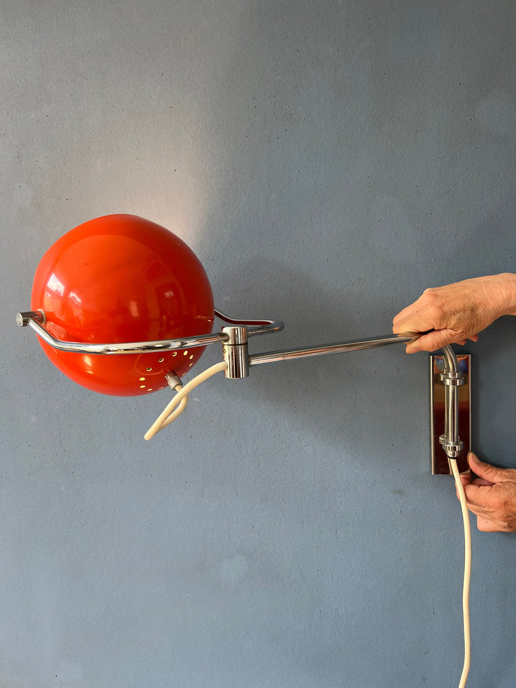 Red GEPO Wall Lamp - Eyeball Wall Light - Mid Century Lamp