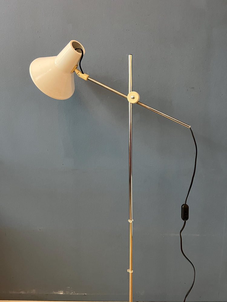 Vintage White Mid Century Adjustable Floor Lamp