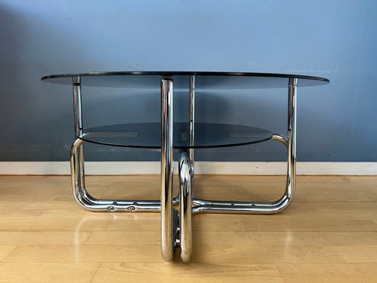 Smoked Glass Chrome Space Age Coffee Table
