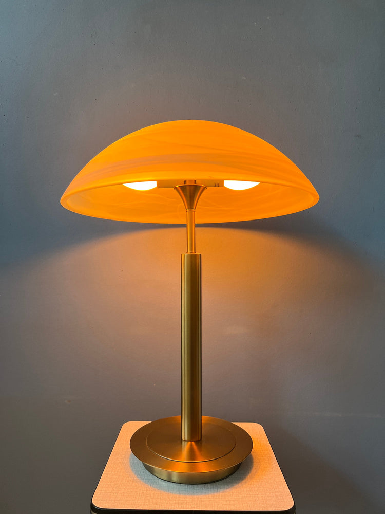 Post Modern Mushroom Table Lamp - Art Nouveau Glass Table Lamp - Metal Desk Lamp
