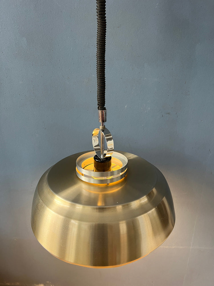 Mid Century Aluminium Pendant Lamp with Orange Lacquer