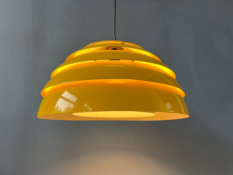 Mid Century Hans-Agne Jakobsson Yellow Dome Hanging Lamp