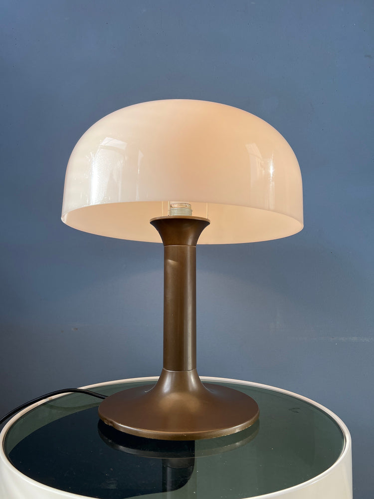 Brown and White Space Age Mid Century Mushroom Table Lamp