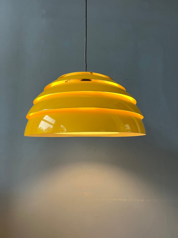 Mid Century Hans-Agne Jakobsson Yellow Dome Hanging Lamp