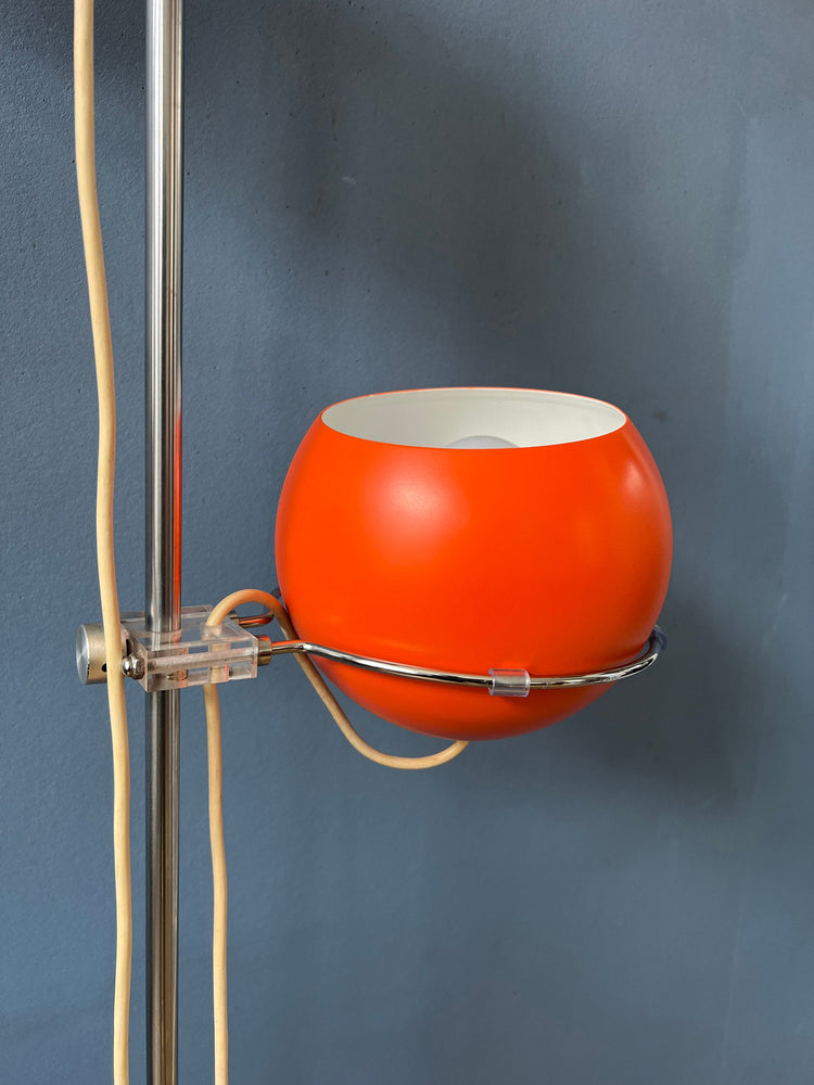 Vintage GEPO Floor Lamp - Orange Eyeball Lamp - Red Space Age 70s Standing Light