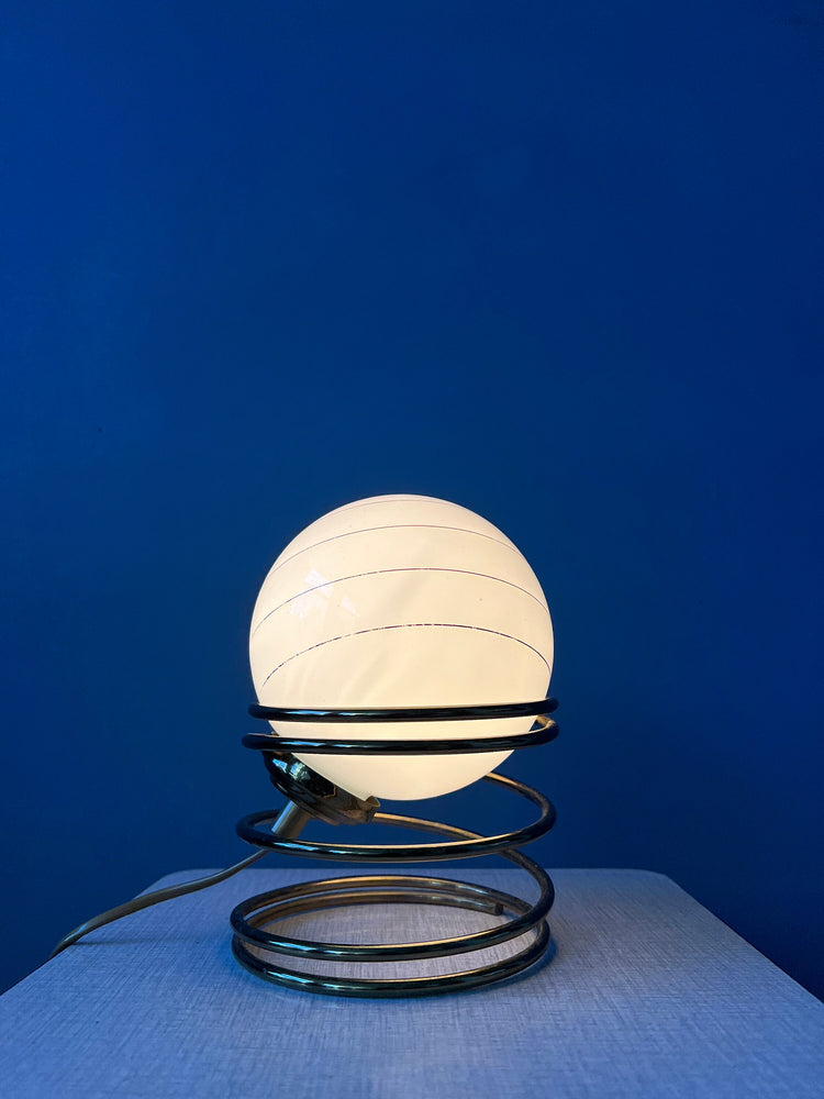 Hollywood Regency Mid Century Opaline Milk Glass Eyeball Table Lamp