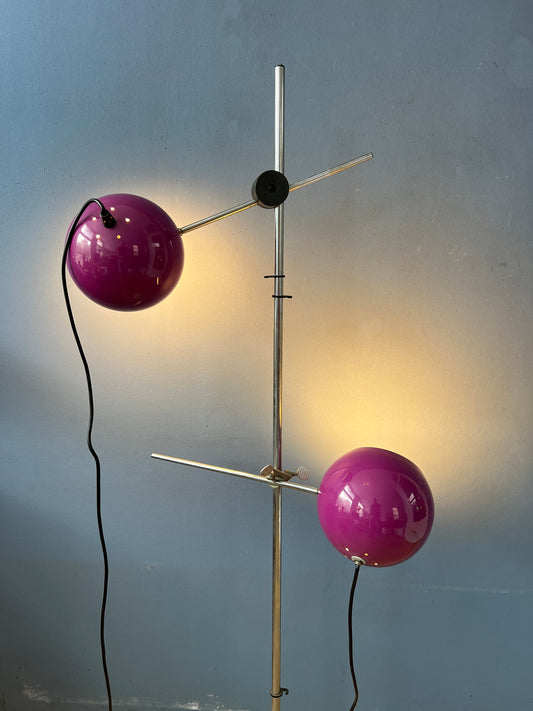 Purple Mid Century Swivel Arm Eyeball Floor Lamp