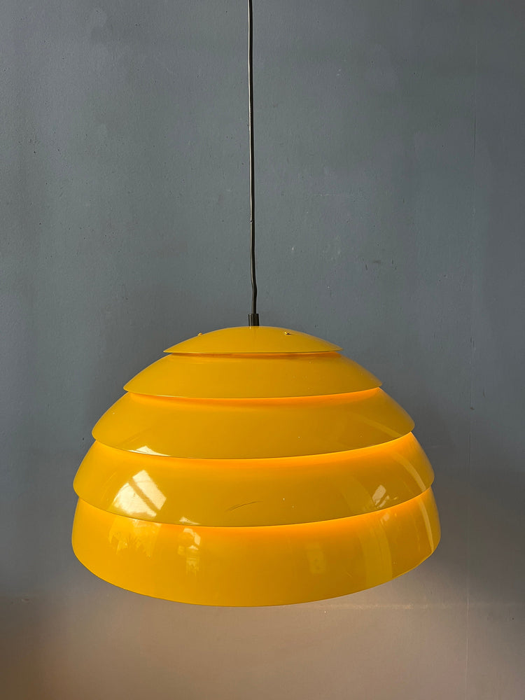 Mid Century Hans-Agne Jakobsson Yellow Dome Hanging Lamp