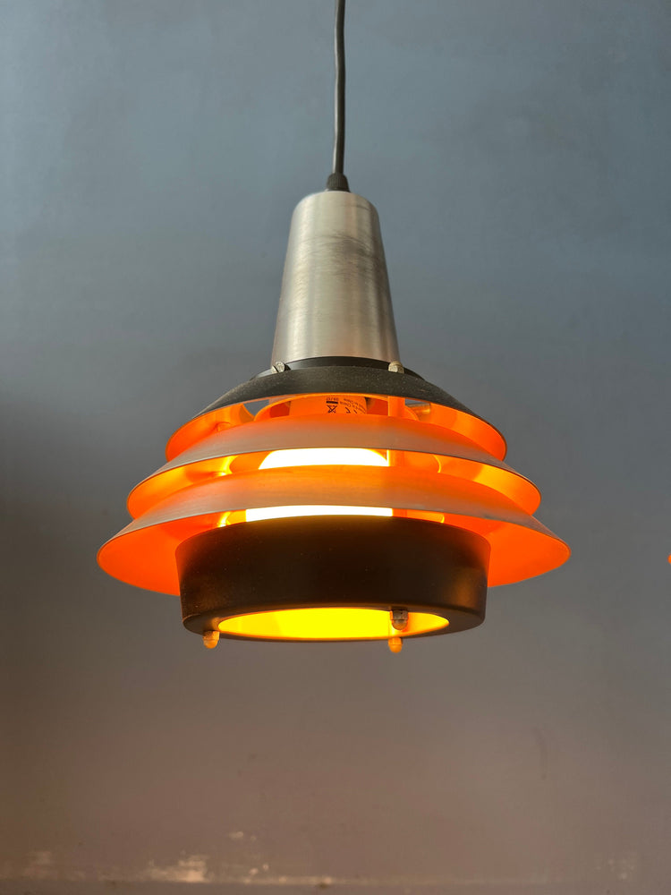 Vintage Orange Space Age Lakro Pendant Lamp - Carl Thore Trava Style 70s Lamp