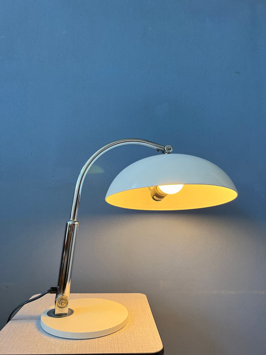 Vintage Hala Busquet / Hala 144 Table Lamp by Herman Busquet - White Bauhaus Desk Lamp