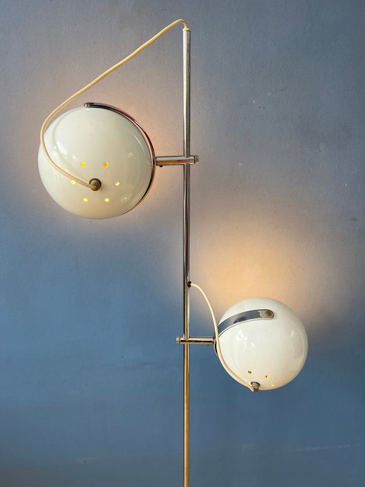 White Mid Century Space Age Eyeball Floor Lamp