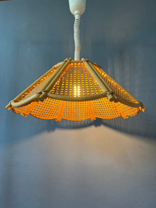 Rotan Pendant Lamp - Rattan Boho Light Fixture - Bamboo Vintage Lamp