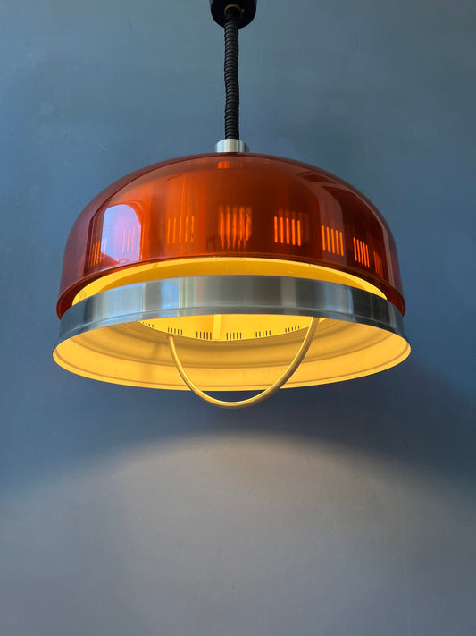 Orange Transparent Space Age UFO Pendant Lamp