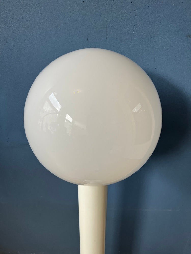 White Space Age Woja Holland Floor Lamp with Opaline Glass Shade