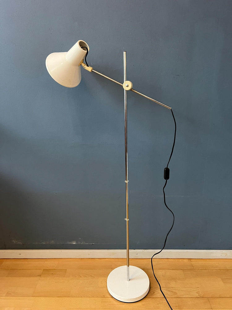 Vintage White Mid Century Adjustable Floor Lamp