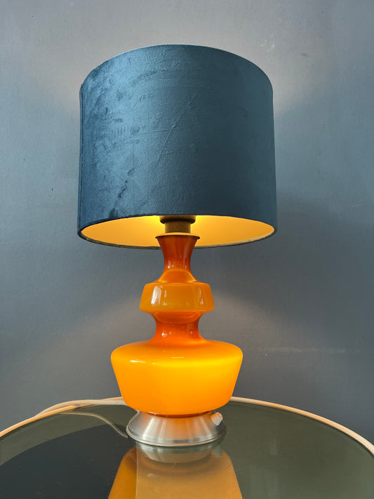 Mid Century Holmegaard Glass Table Lamp with Velours Shade