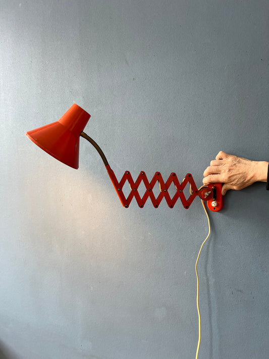 Mid Century Red Vintage Scissor Wall Lamp