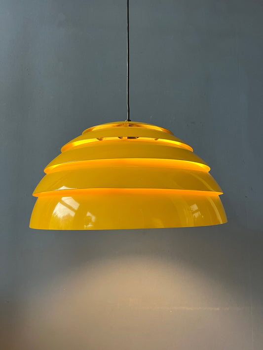 Mid Century Hans-Agne Jakobsson Yellow Dome Hanging Lamp