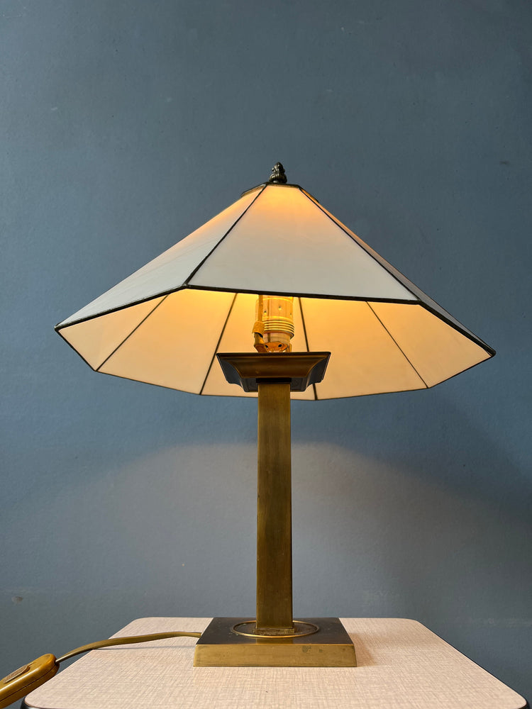 Vintage Beige Art Deco Table Lamp