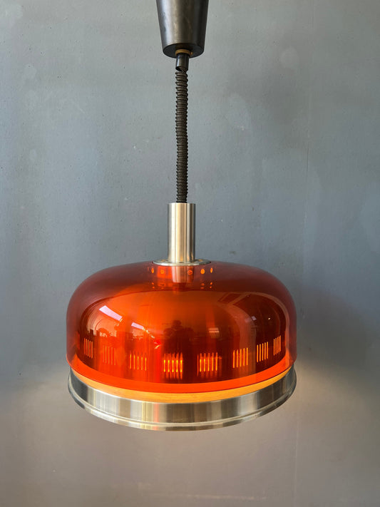 Orange Transparent Space Age UFO Pendant Lamp