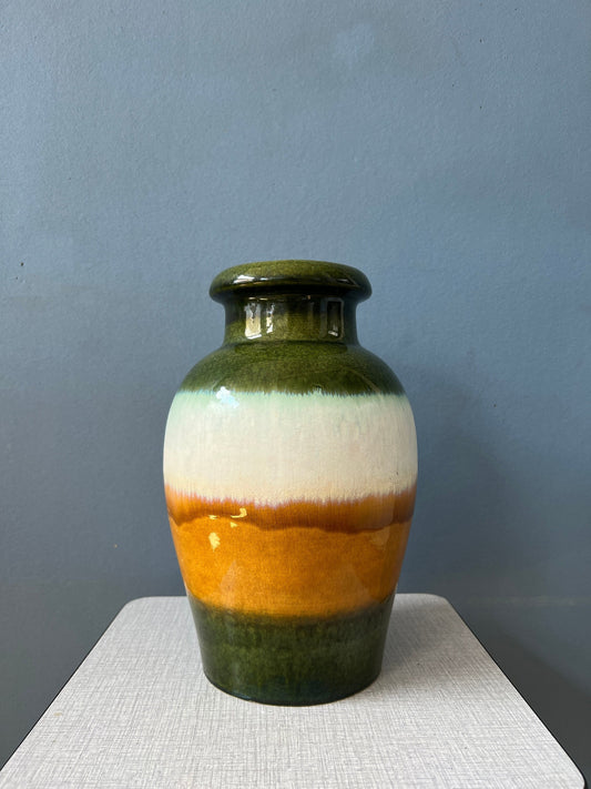 Green and Yellow Scheurich West Germany Ceramic Vase