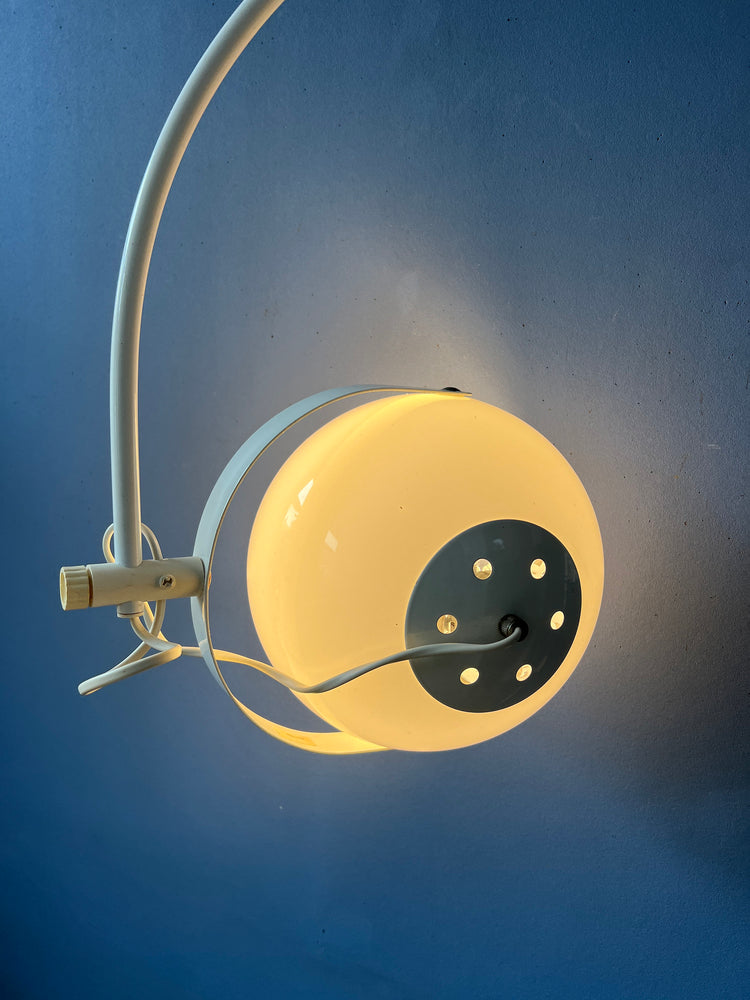 Mid Century White Space Age Mushroom Arc Wall Lamp