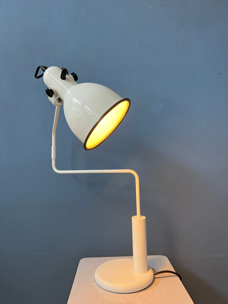 Anvia Elbow Table Lamp by Hoogervorst - White Swing-Arm Desk Light - Mid Century Office Lamp