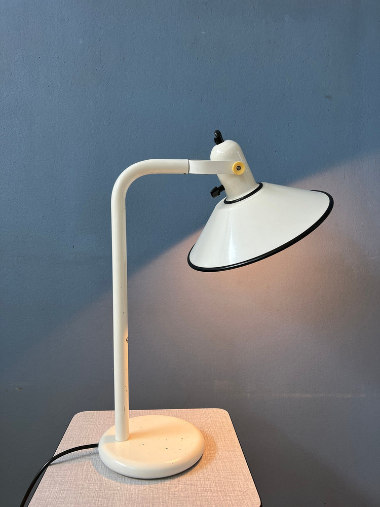 White Anvia Desk Lamp - Mid Century Table Lamp - Vintage Office Light