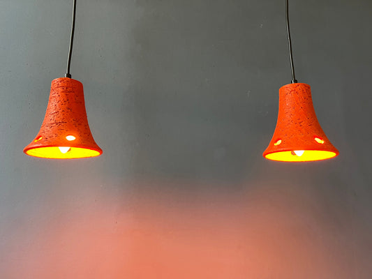 2 Orange Retro Ceramic Pendant Lamps