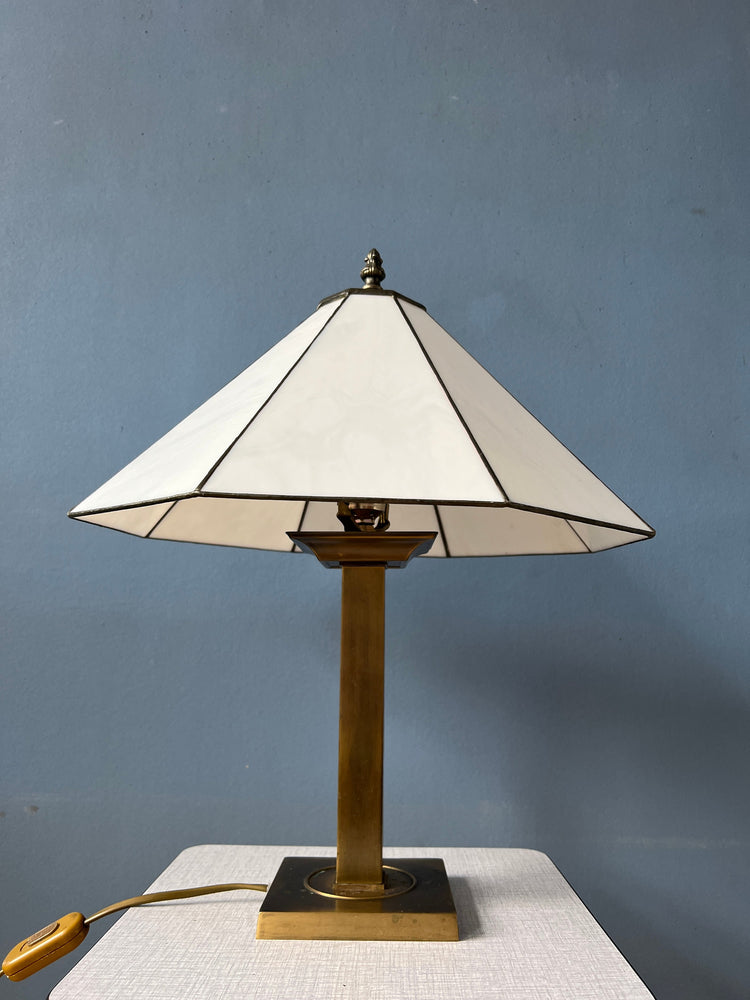 Vintage Beige Art Deco Table Lamp